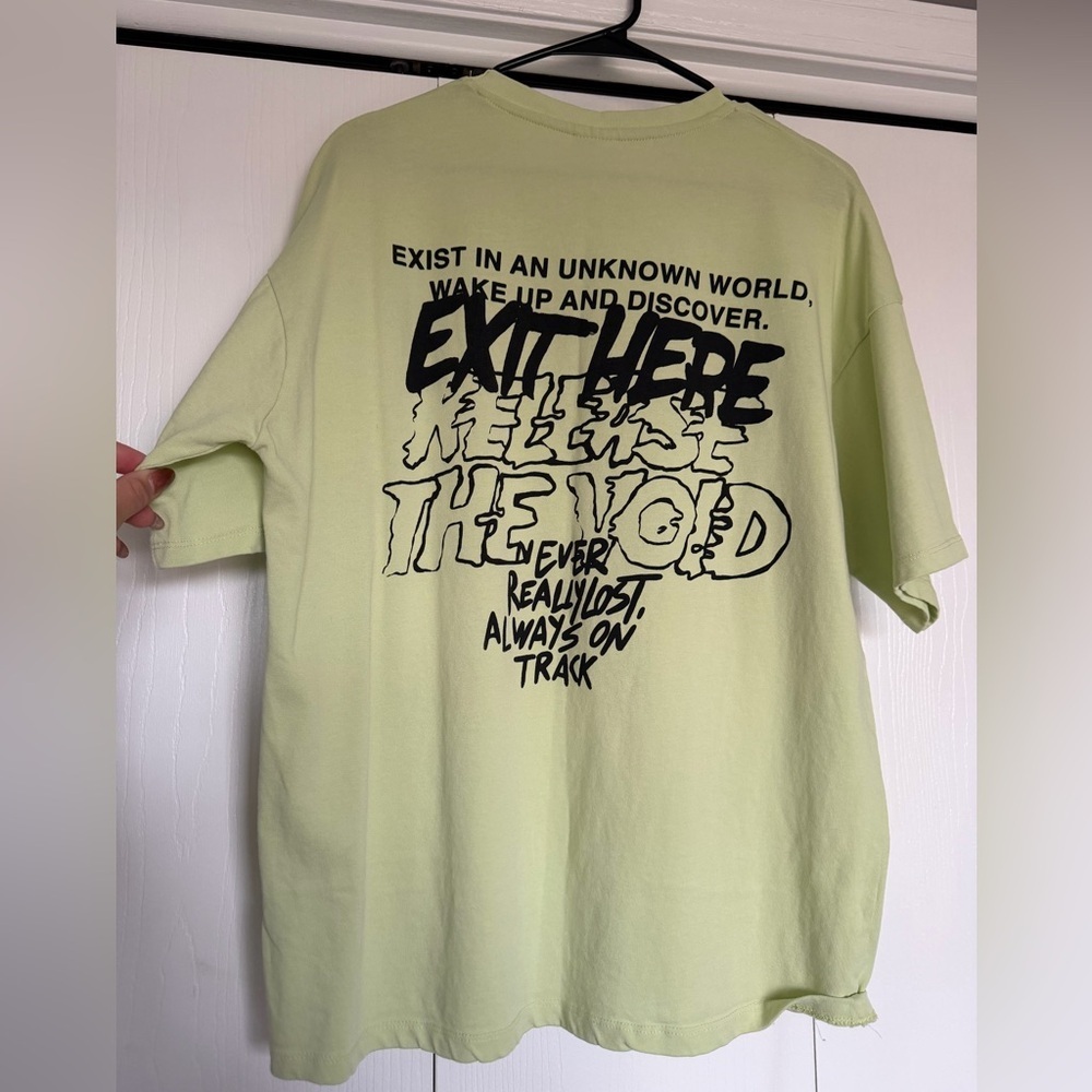 Zara Light Green Slogan Tee